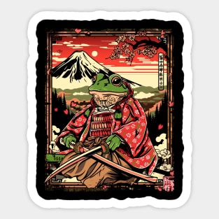 Frog Samurai Japanese Art Sticker